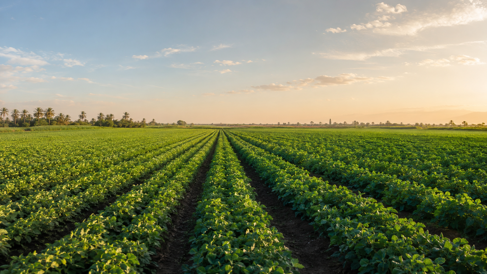 Expansive green Egyptian agricultural fields